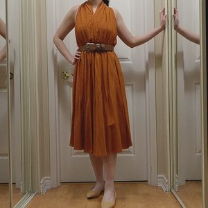 NWOT Rusty orange halter neck midi dress